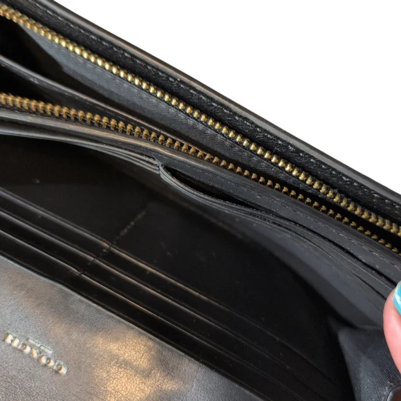 Coach Black Women's Wallet Preloved Zipper Broke Monogram Leather - Picture 6 of 12